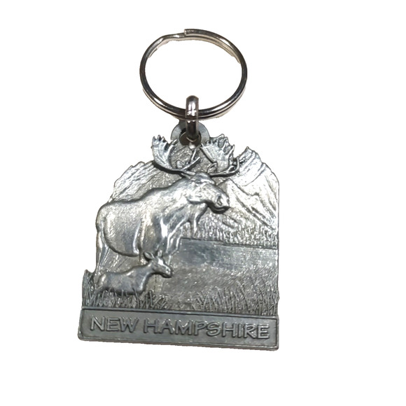 The Moose New Hampshire Pewter Keychain Alges Alges Made In Canada - Picture 3 of 5